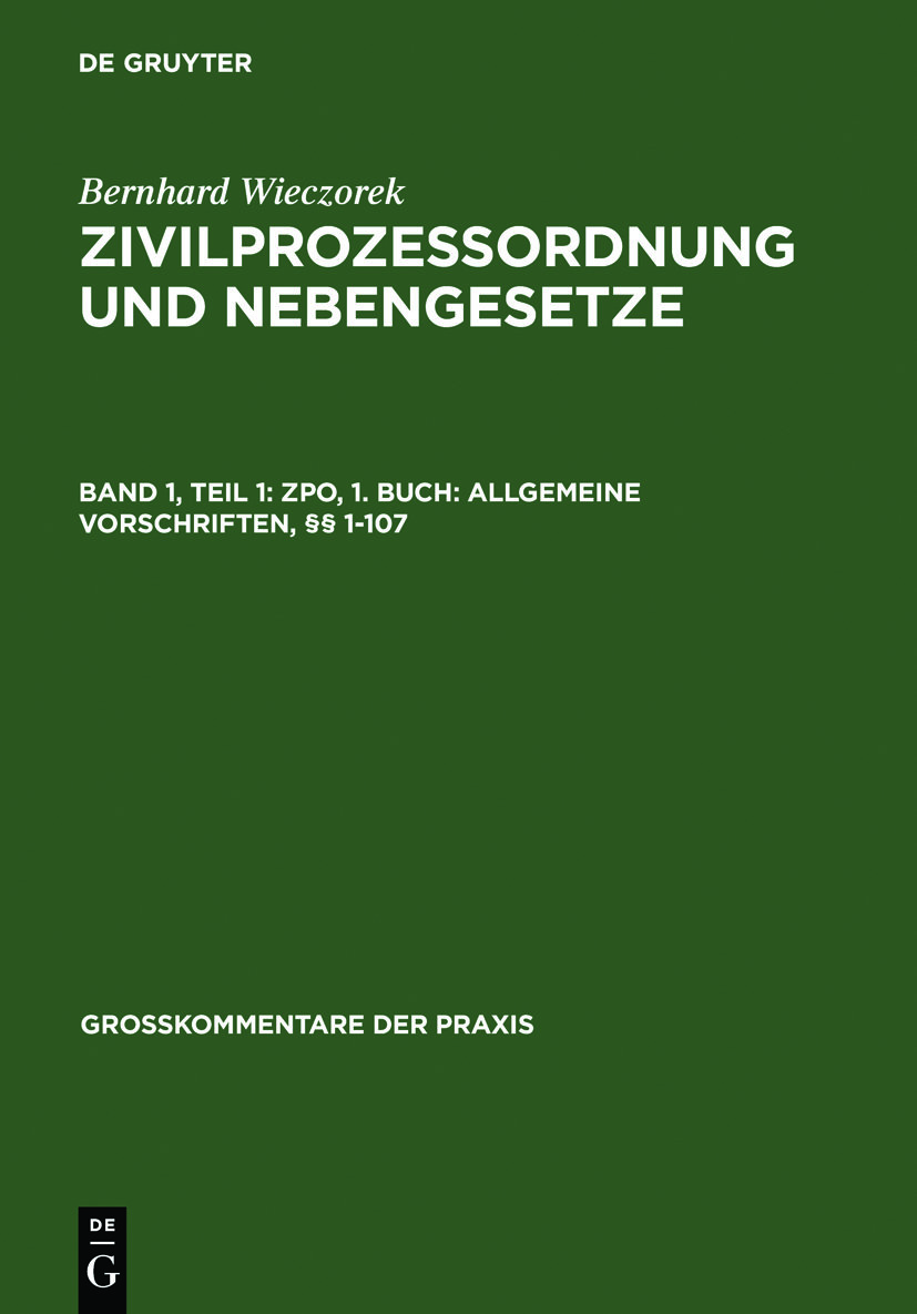 ZPO, 1. Buch: Allgemeine Vorschriften, §§ 1-107