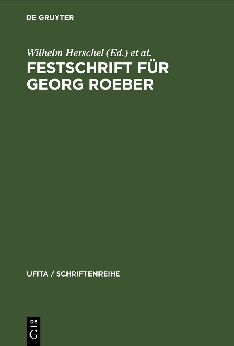 Festschrift für Georg Roeber