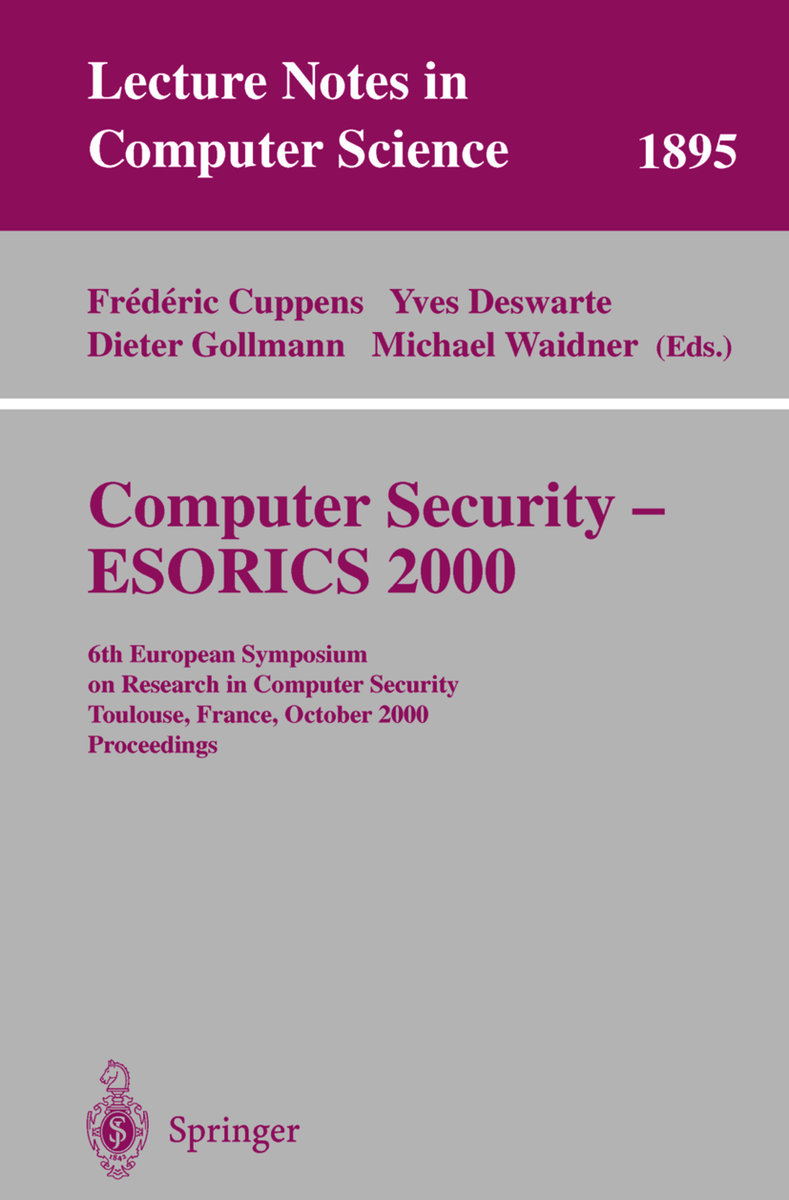 Computer Security - ESORICS 2000