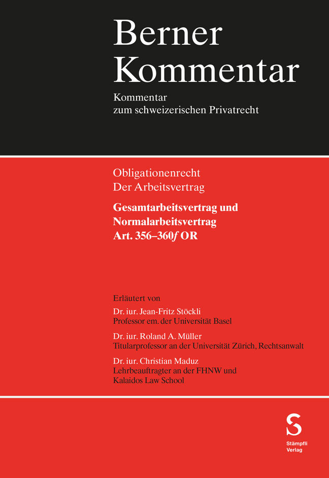 Gesamtarbeitsvertrag und Normalarbeitsvertrag, Art. 356-360f OR