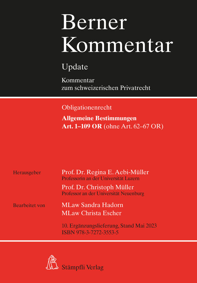 Allgemeine Bestimmungen, Art. 1-109 OR (ohne Art. 62-67 OR), 10. Ergänzungslieferung