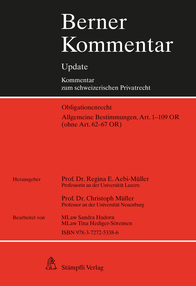 Berner Kommentar / Allgemeine Bestimmungen, Art. 1-109 OR (ohne Art. 62-67 OR), 8. Ergänzungslieferung