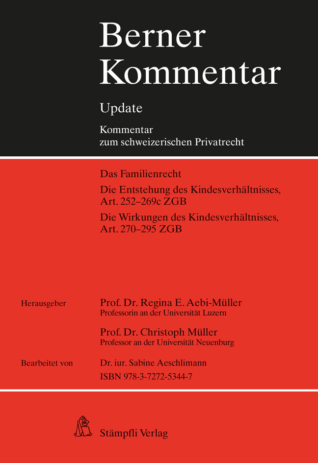 Kindesrecht, Art. 252-295 ZGB, 7. Ergänzungslieferung